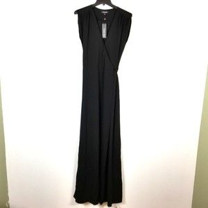 Yumi Kim Women Swept Away Maxi Dress Black Sleeveless Wrap M